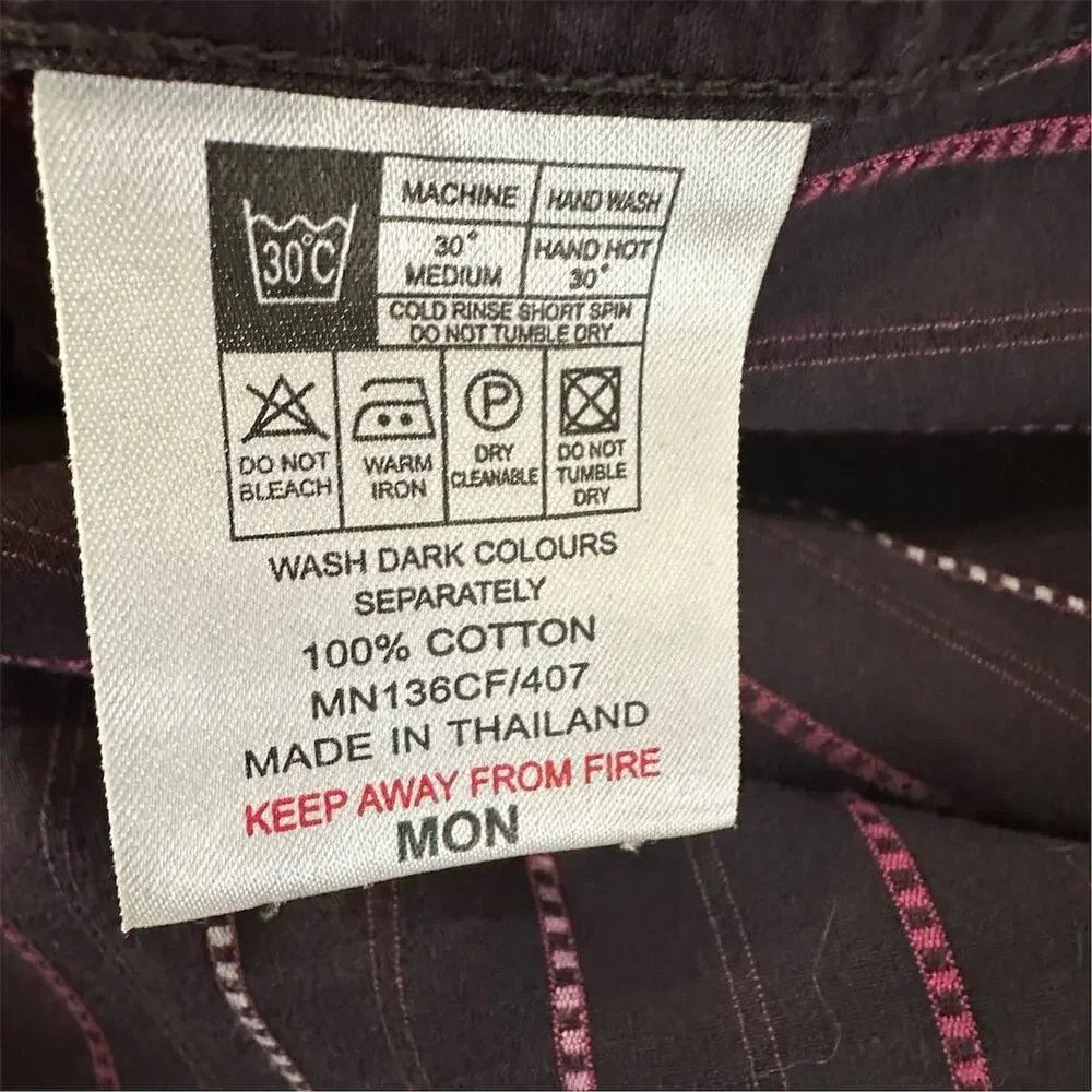 Ben Sherman Men's M purple Red Striped Long Sleeve Button-Up Shirt - Picture 4 of 9